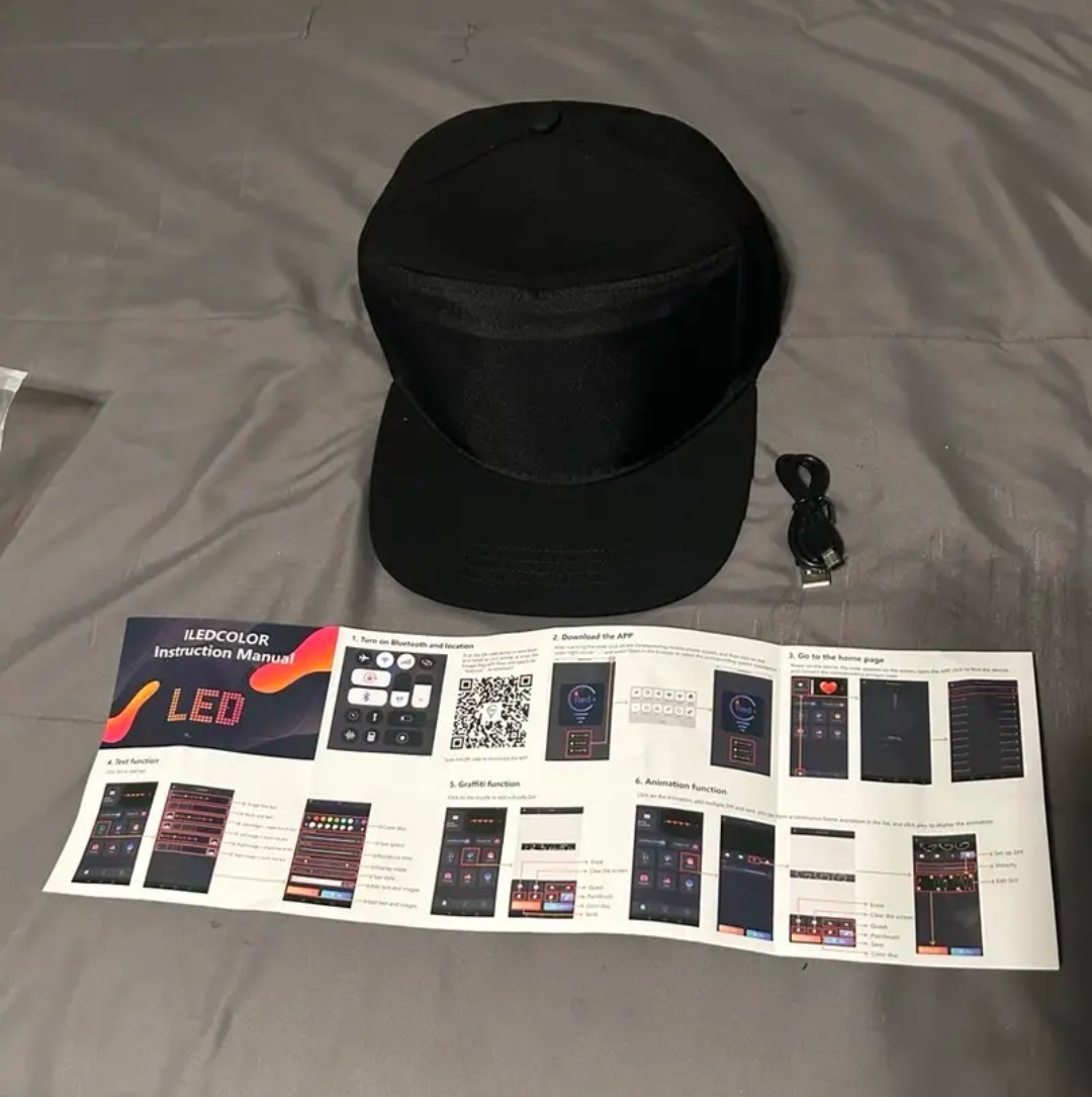 LED Light Up Snapback Hat USB Rechargeable Glow Cap Festival Party DJ