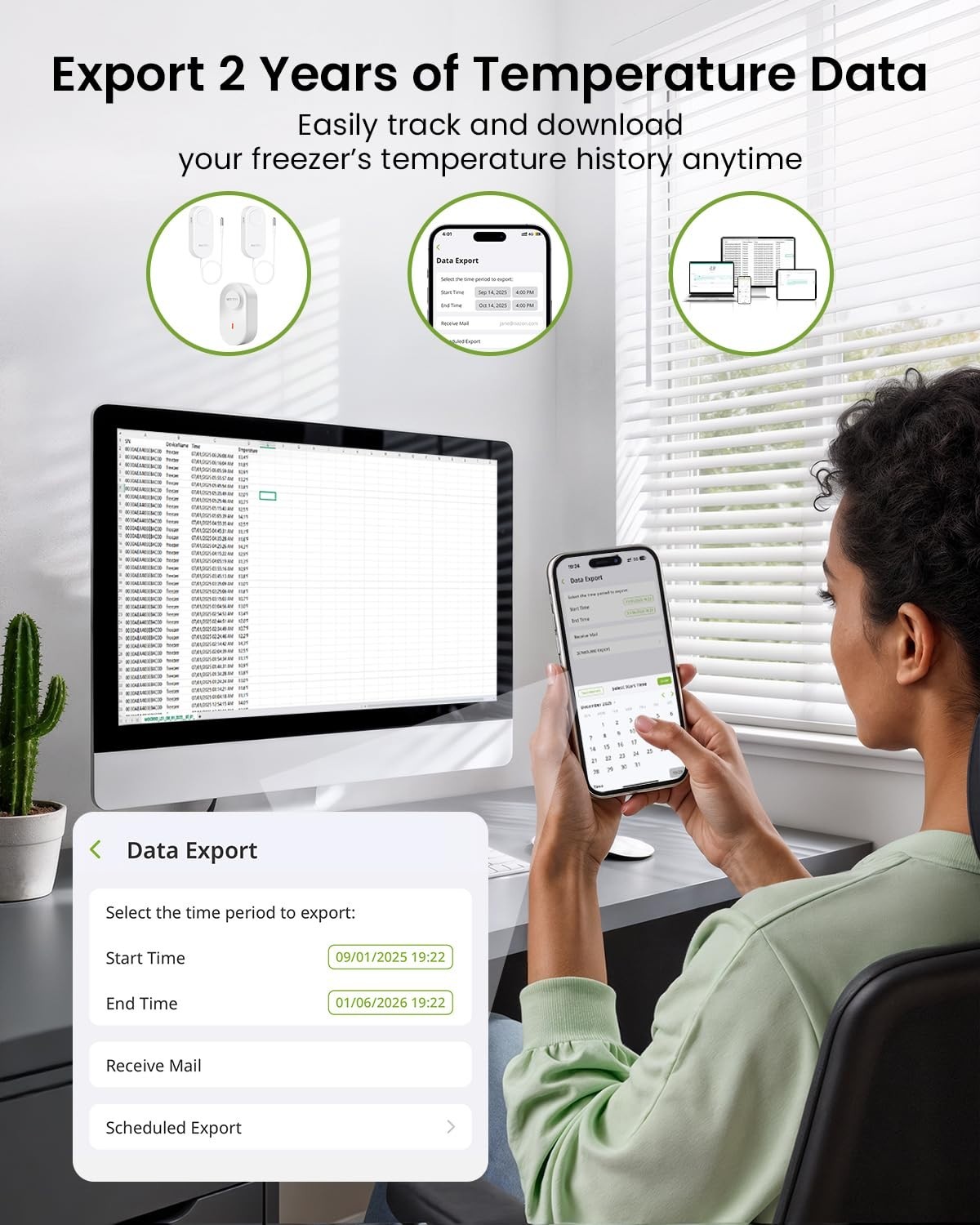 WiFi Thermometer Freezer Alarm, Email Alert, App Notification, Data Record Ex...