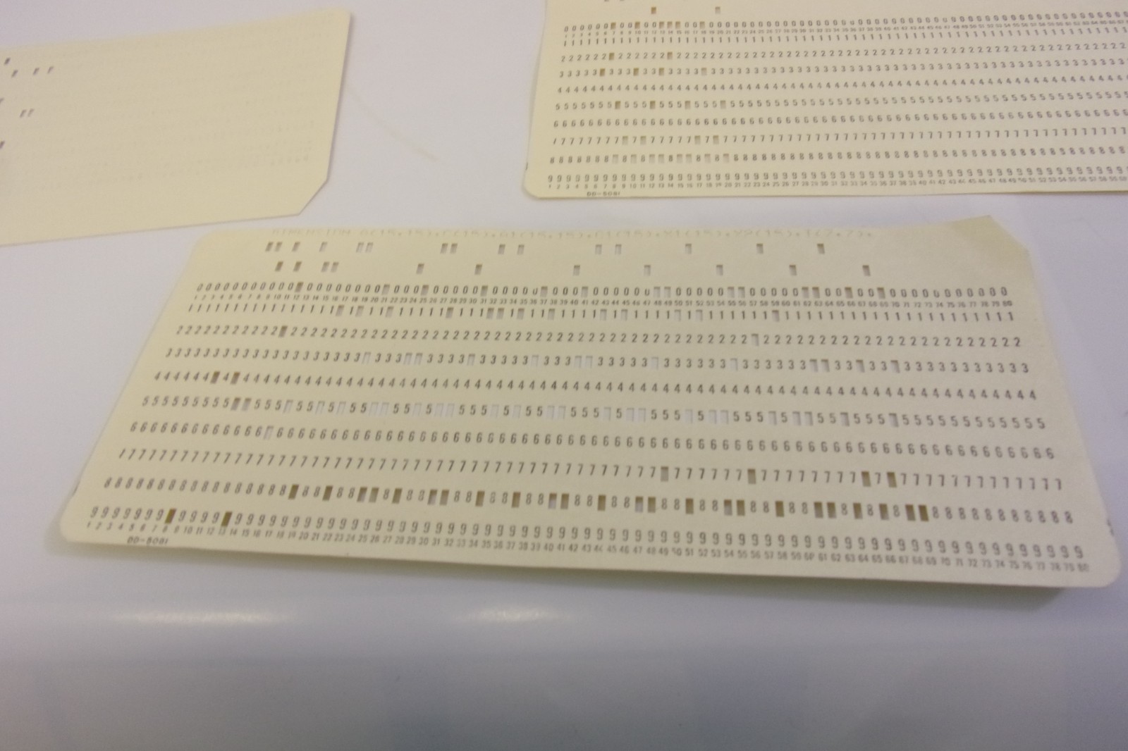 5x VINTAGE MAINFRAME COMPUTER Perforated PUNCH CARDS. IBM 80-column card format