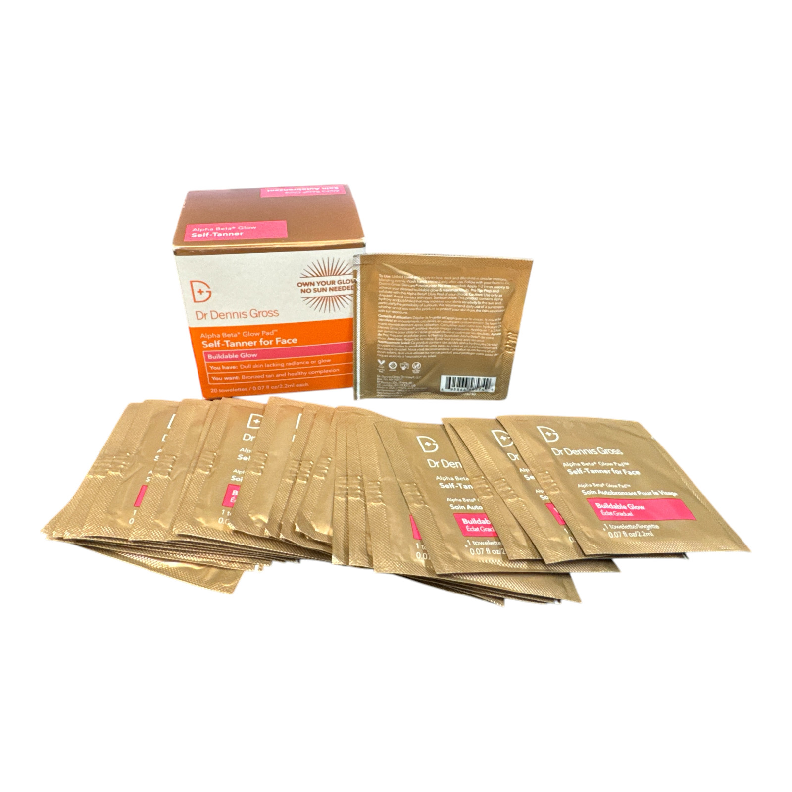 *Dr Dennis Gross Alpha Beta Glow Pad Self-Tanner Buildable Glow -20 Towelettes