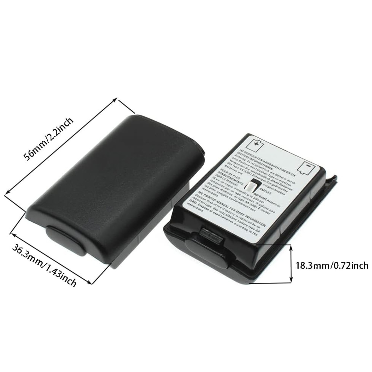 2X AA Battery Back Cover Case Shell Pack For Xbox 360 Wireless Controller Black