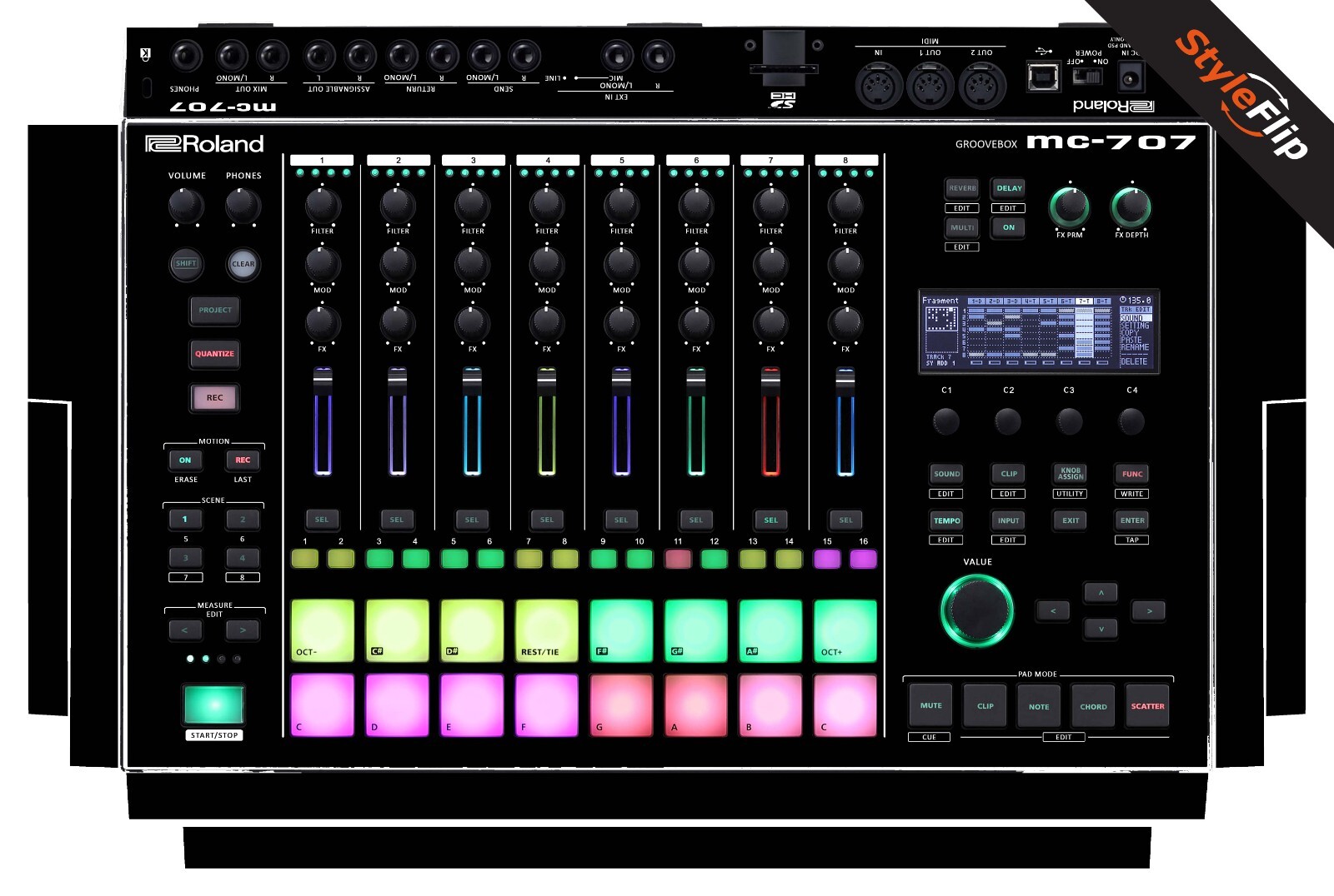 Roland MC-707 Groovebox | Colors Black | Protective Decal | StyleFlip Skins