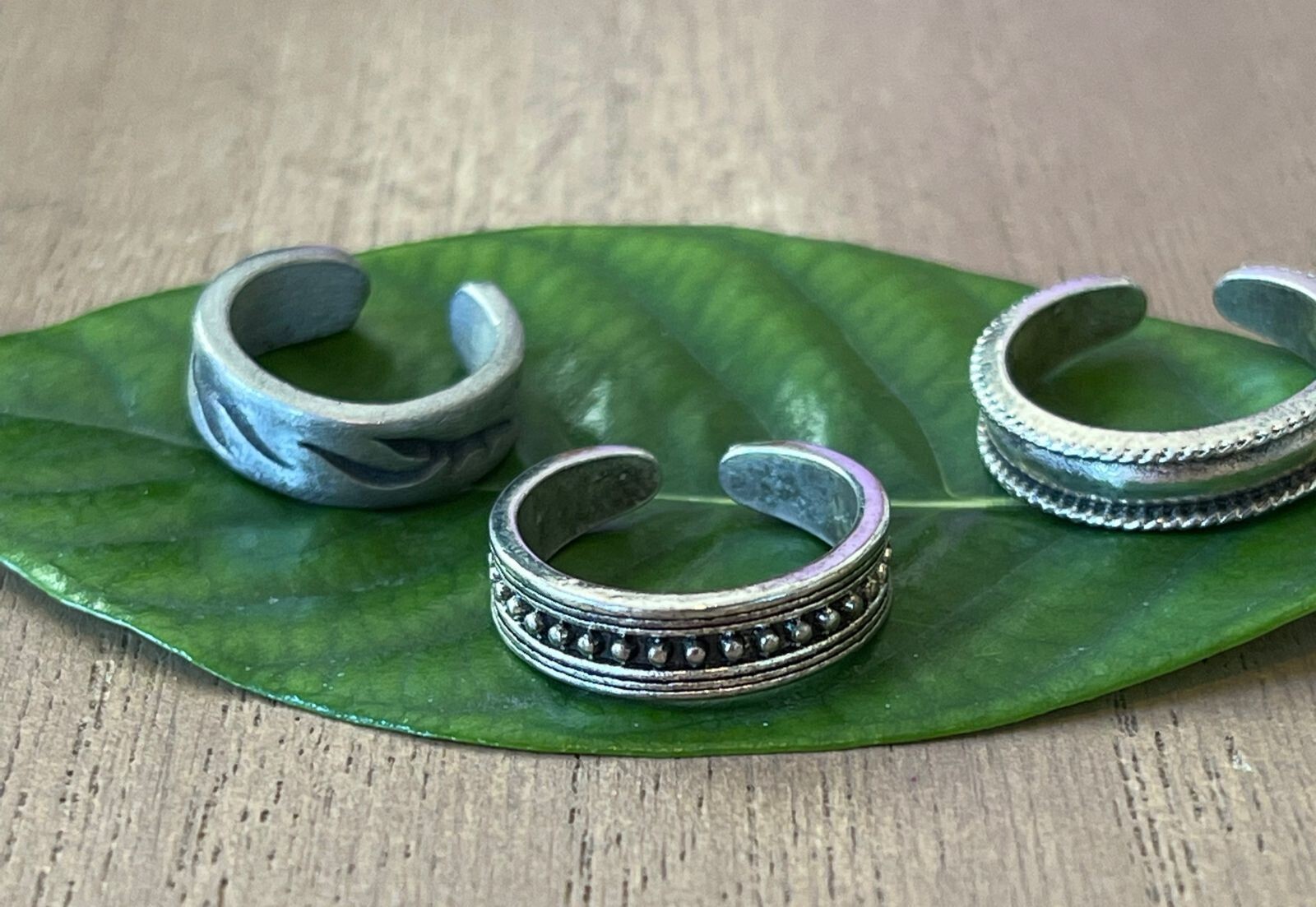 SILVER TONE Toe Finger Tip Ring Lot Of 3