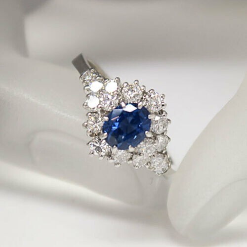 1.40 Ct Natural Sapphire Diamond Engagement Proposal Ring 14K Solid White Gold