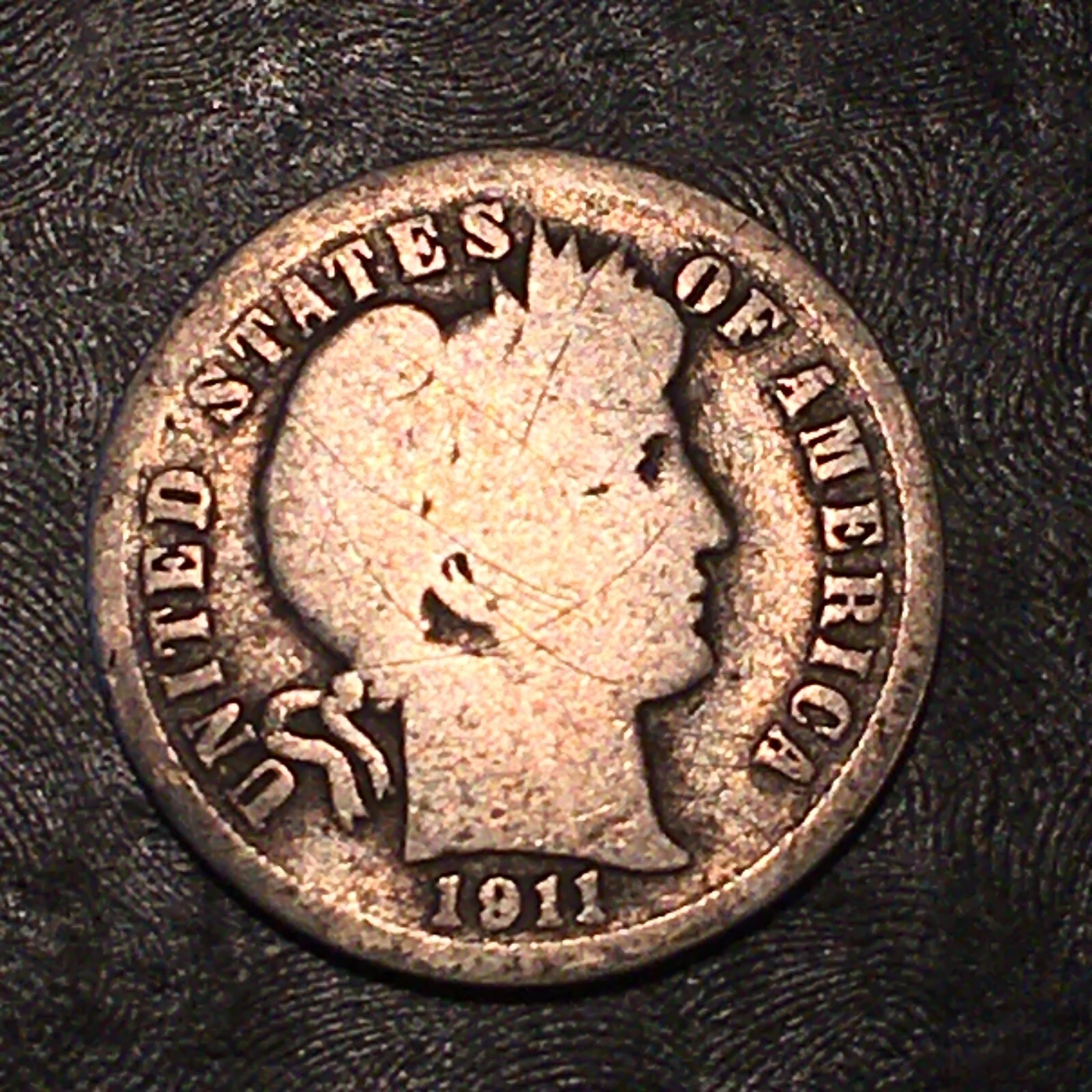 1911-D Silver Barber Dime - High Quality Scans #N224