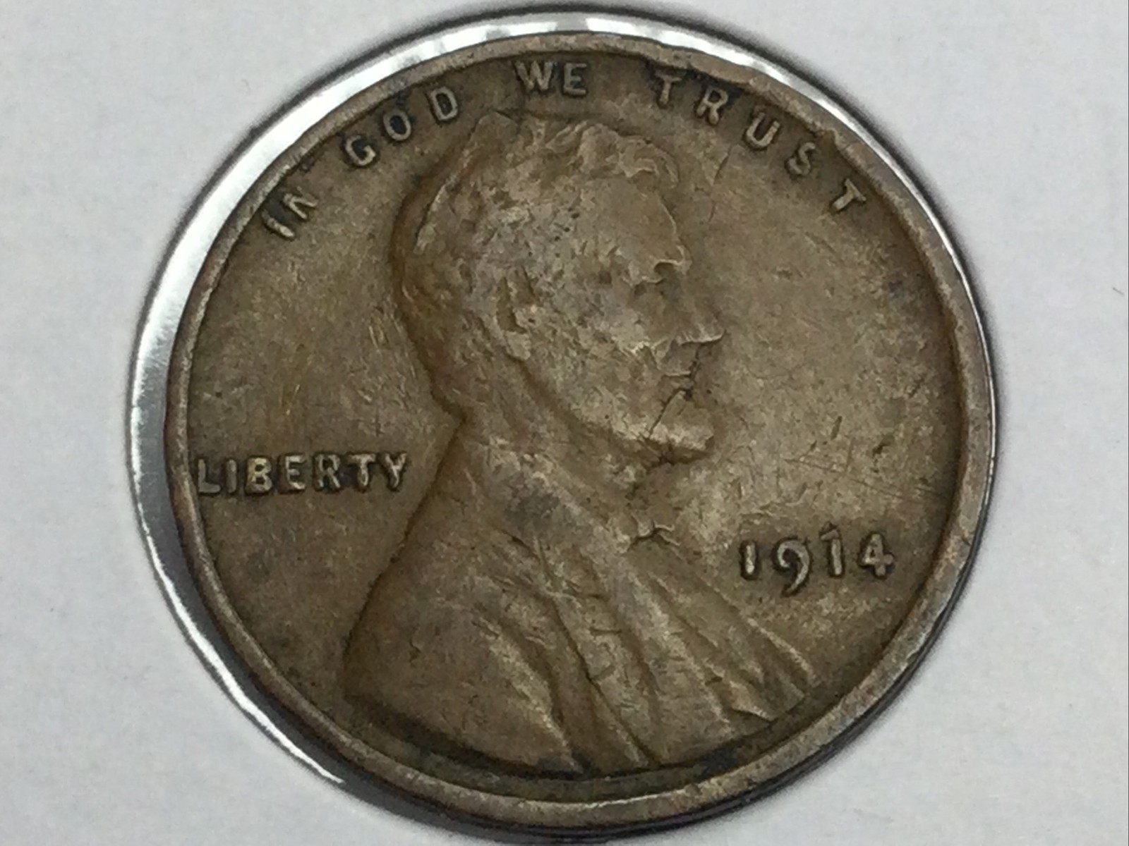 1914 Lincoln Cent error reverse lamination