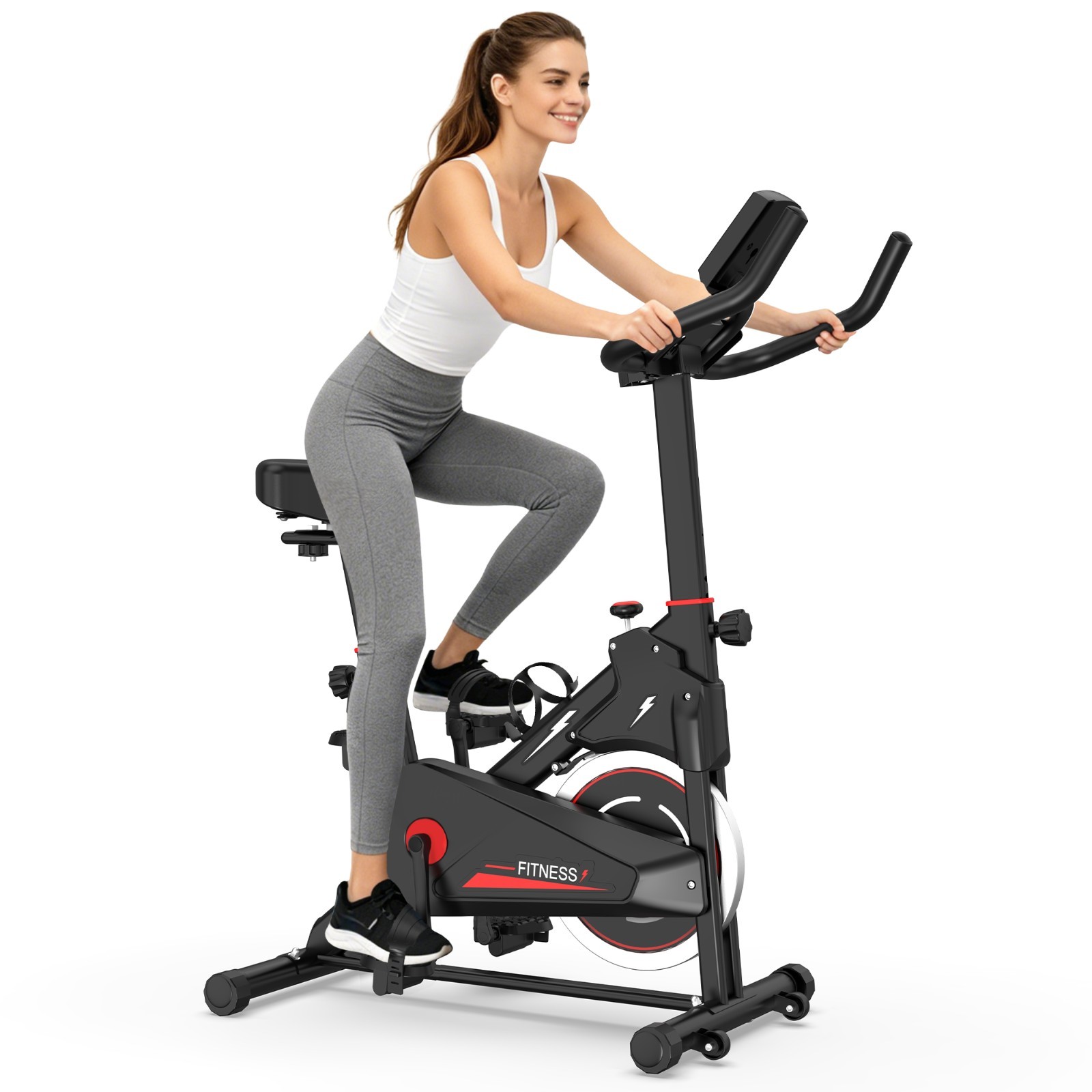 Home Exercise Bike, Adjustable Resistance Stationary Cycle with Comfort Seat