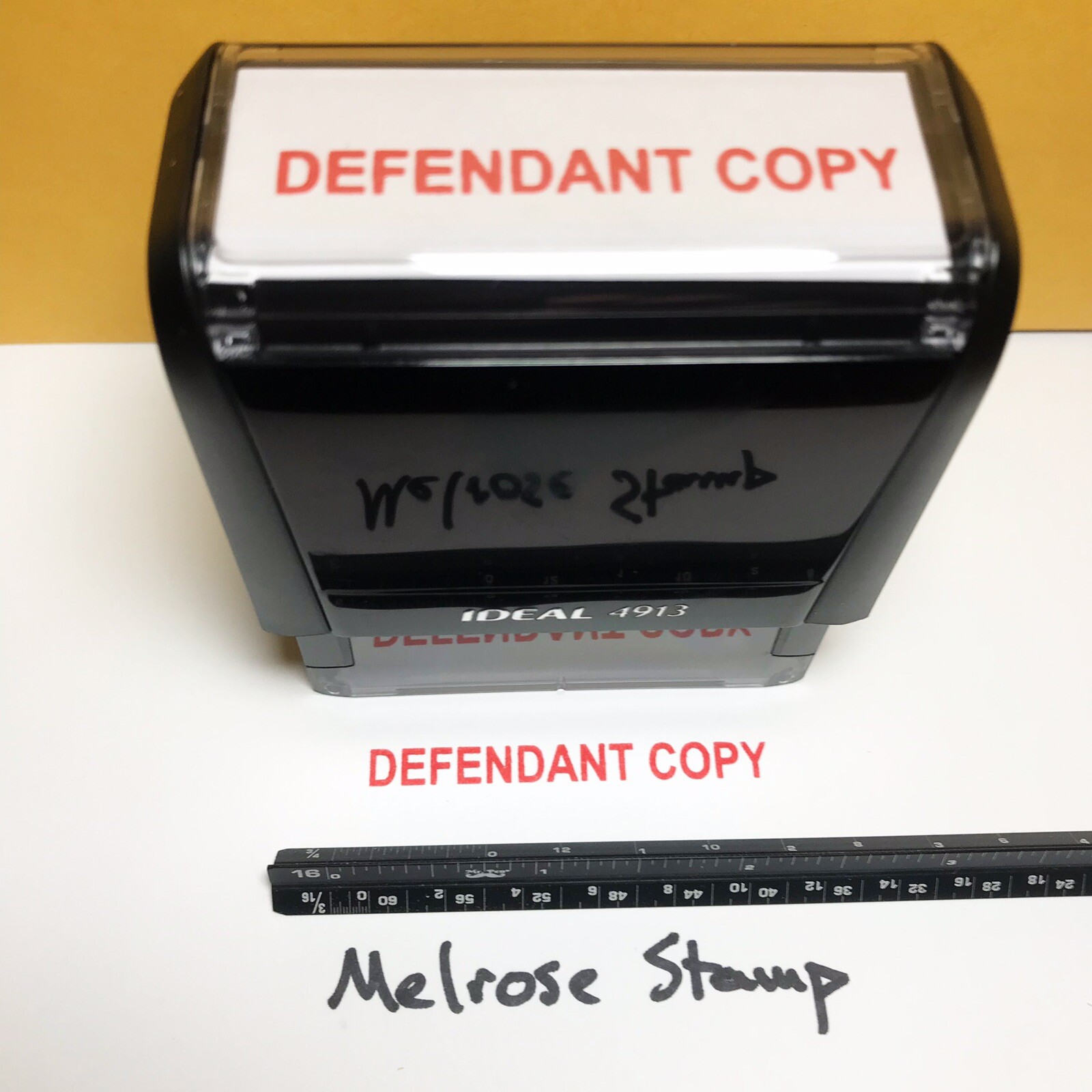Defendant Copy Rubber Stamp Red Ink Self Inking Ideal 4913