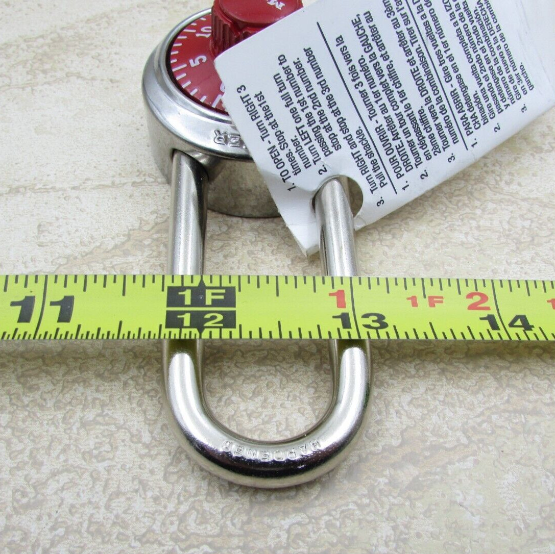 Master Lock 1502LH RED General Security Combo Long Padlock LH Shackle Red Dial