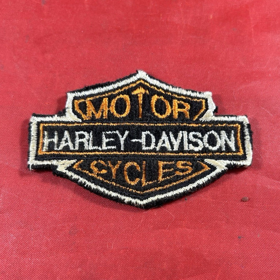 Harley-Davidson Embroidered Patch Black Orange Motorcycles Badge Vintage
