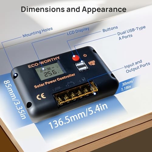 30A Solar Charger Controller Bluetooth - Solar Panel Battery 30A (Bluetooth)