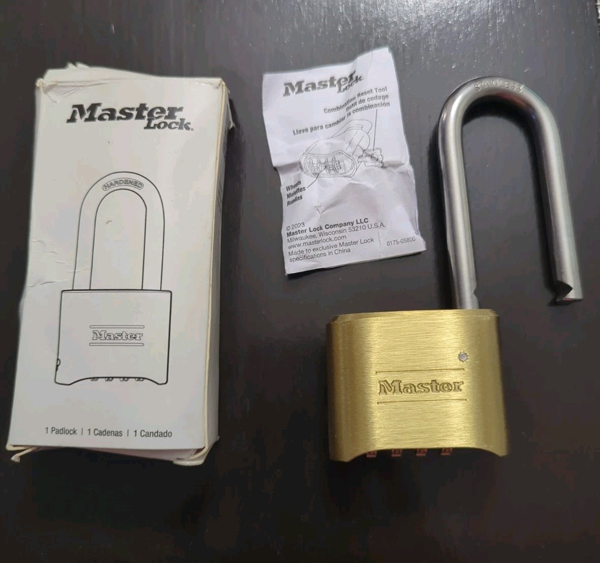 Master Lock 175LHSS: Combination Brass Padlock 4 Digit Resettable New