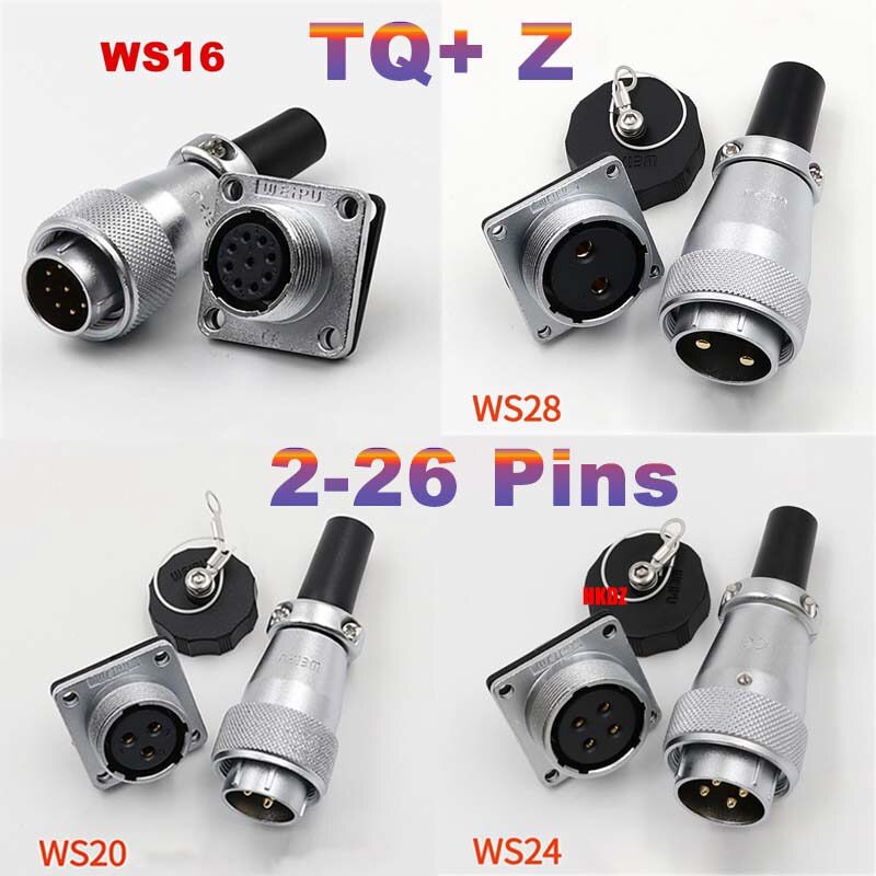 TQ+Z Aviation Plugs Sockets Male Female 2 3 4-26 Pins Waterproof Cable Connector