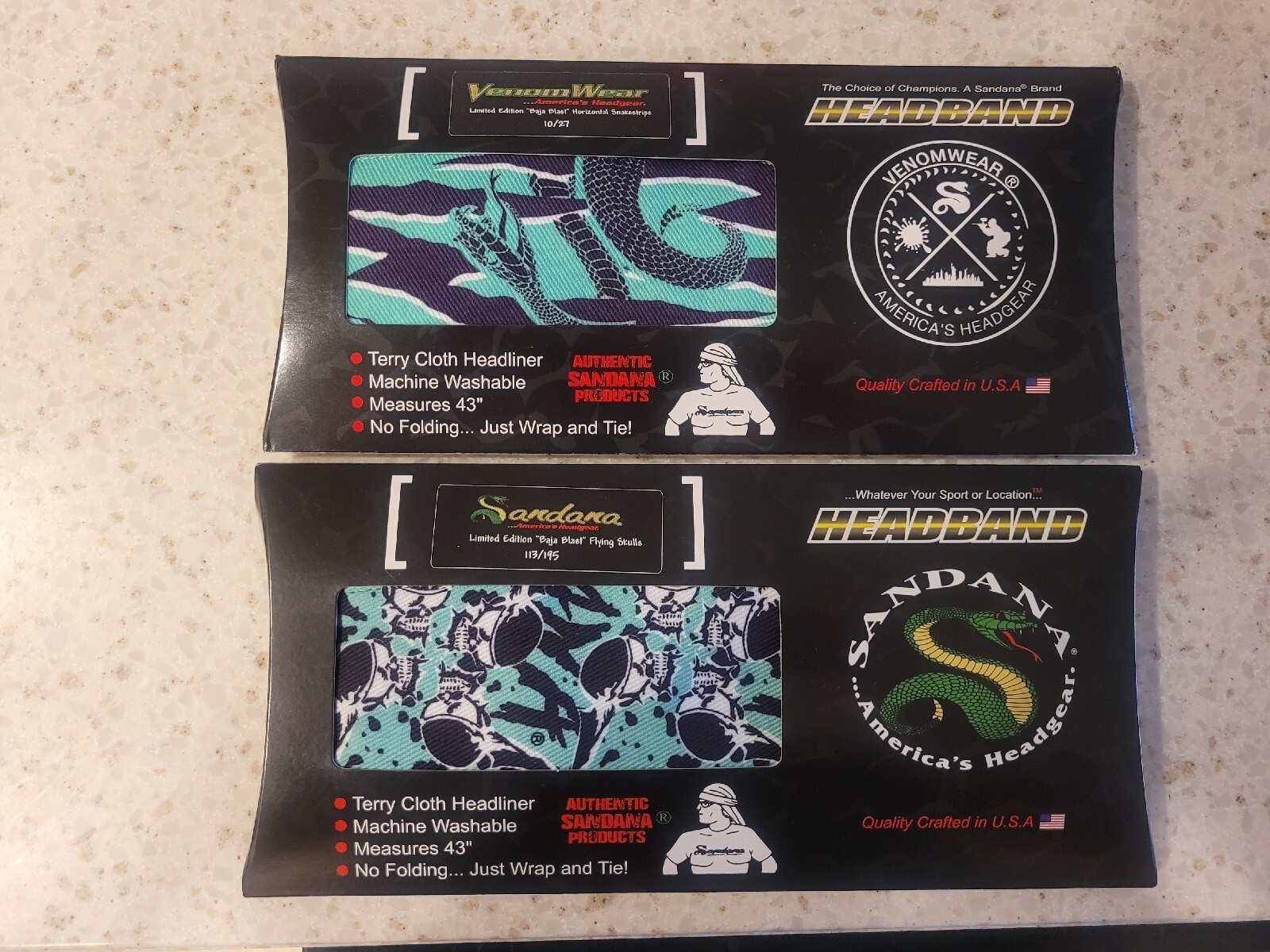 Sandana Paintball Headband - Baja Blast collection - Both varients with blue tag