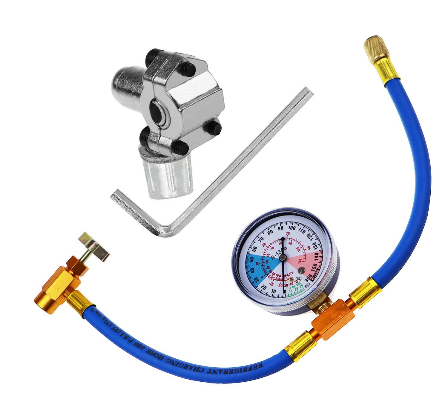 Refrigerant Recharge Hose Kit with BPV31 Piercing Valve for R134a Tool Set
