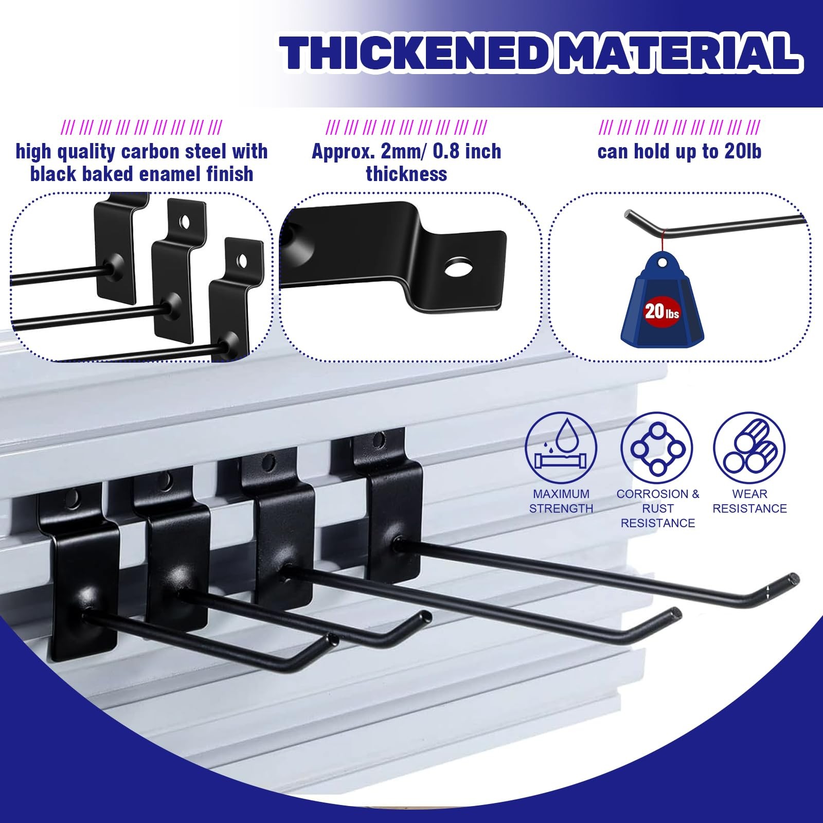Slatwall Panel Hooks 2 Inch Metal Display Hanger Hooks Black 50 PCS Set