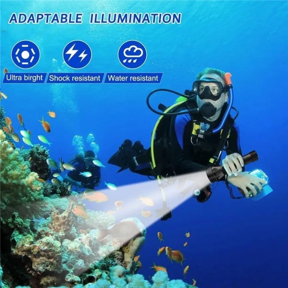 Professional LED Scuba Diving Flashlight Underwater Waterproof Dive Light Torch