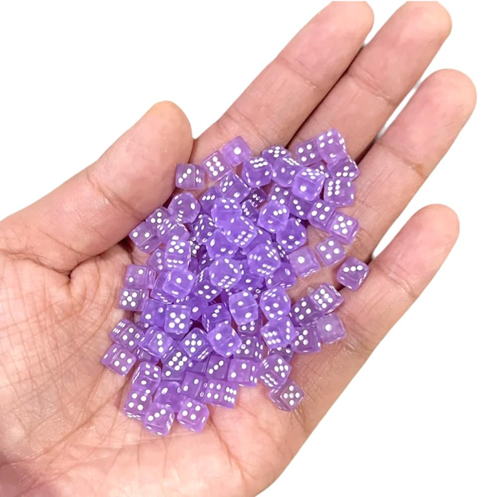 Mini Small Transparent Purple dice Assorted 1/5" 5mm D6 Game Accessories