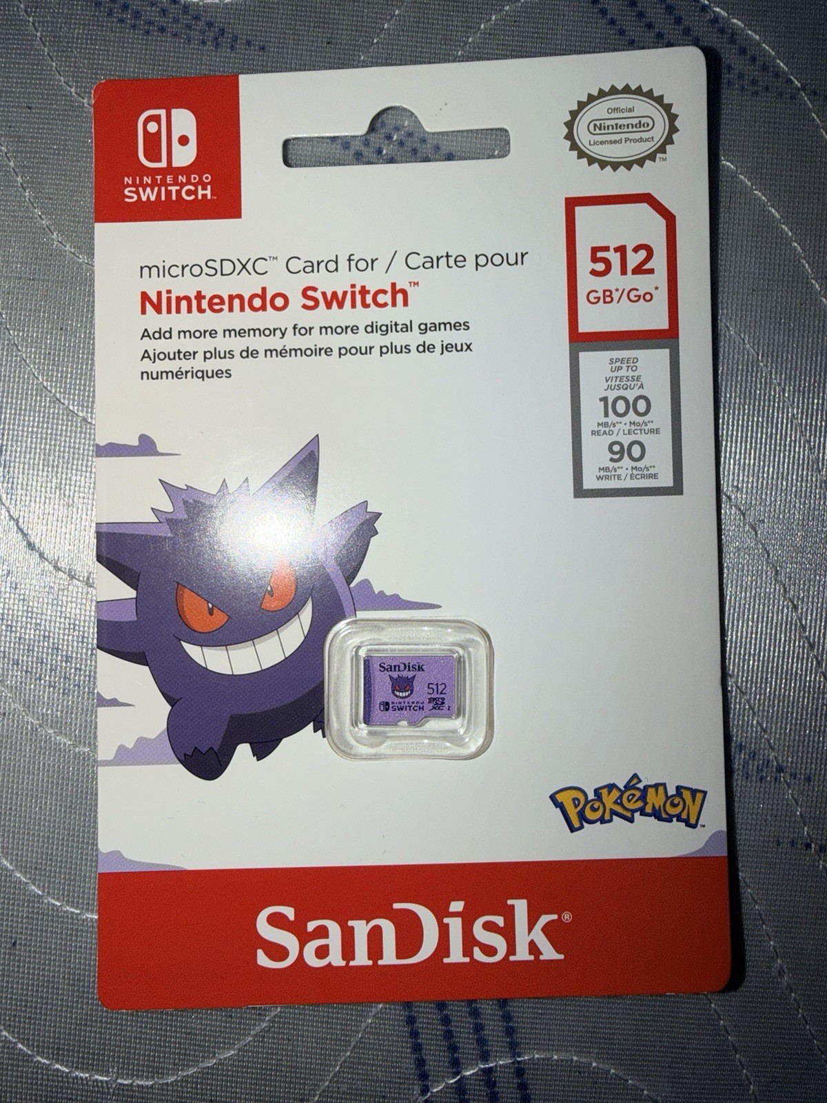 SanDisk 512GB microSDXC Nintendo Switch Pokemon Gengar UHS-I New Sealed