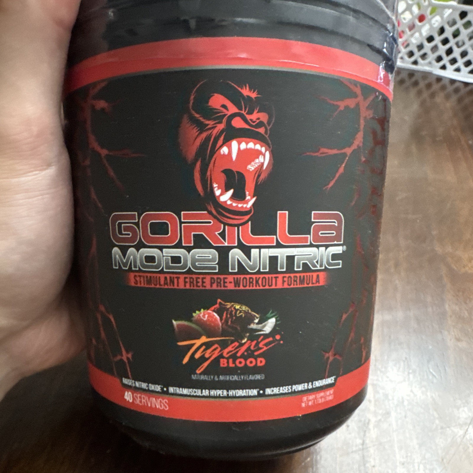 Gorilla Mind Mode Nitric Stimulant-Free Pre-Workout Tiger's Blood 40 Servings