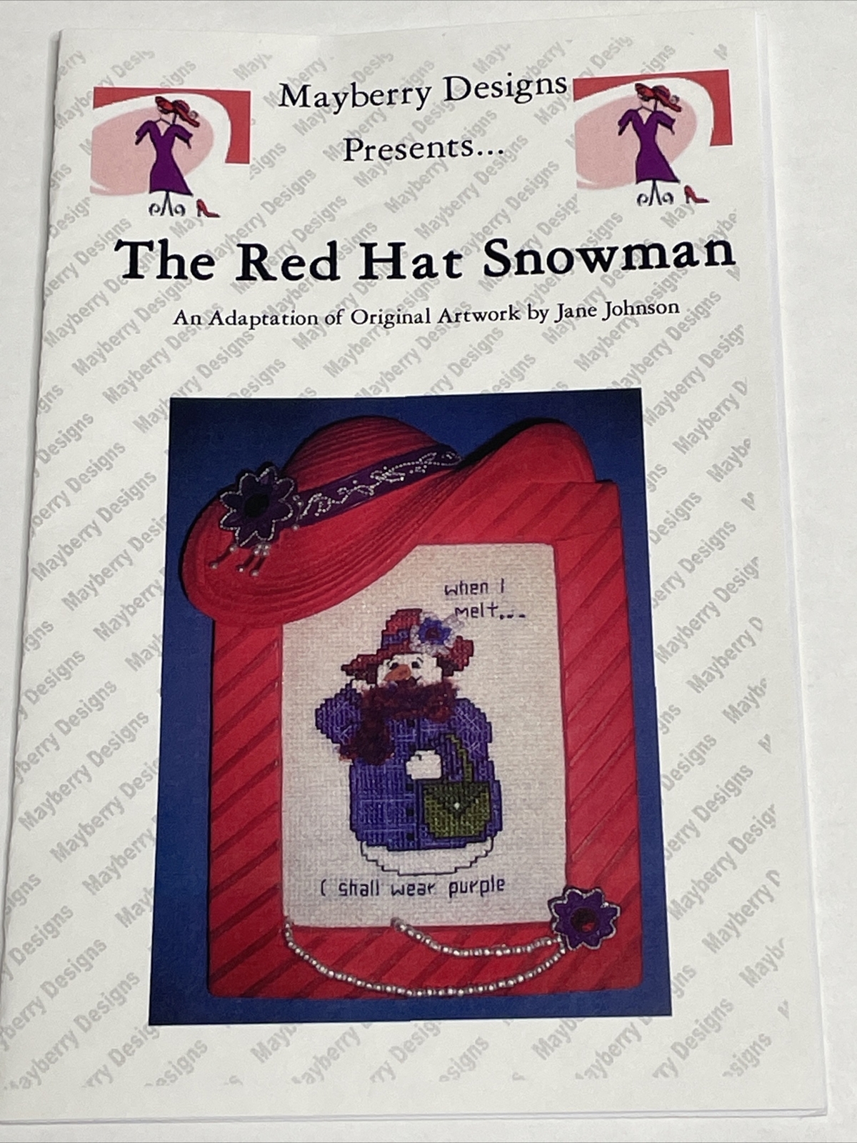 Mayberry Designs The Red Hat Snowman Cross Stitch Pattern