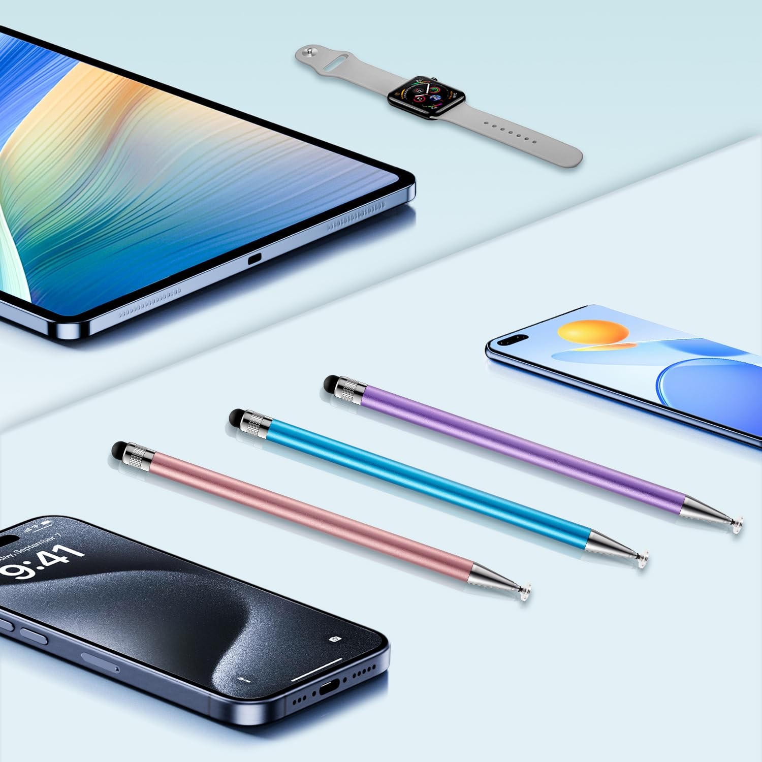 High Sensitivity 2-in-1 Touchscreen Precision Stylus Pen 3 Mix Color