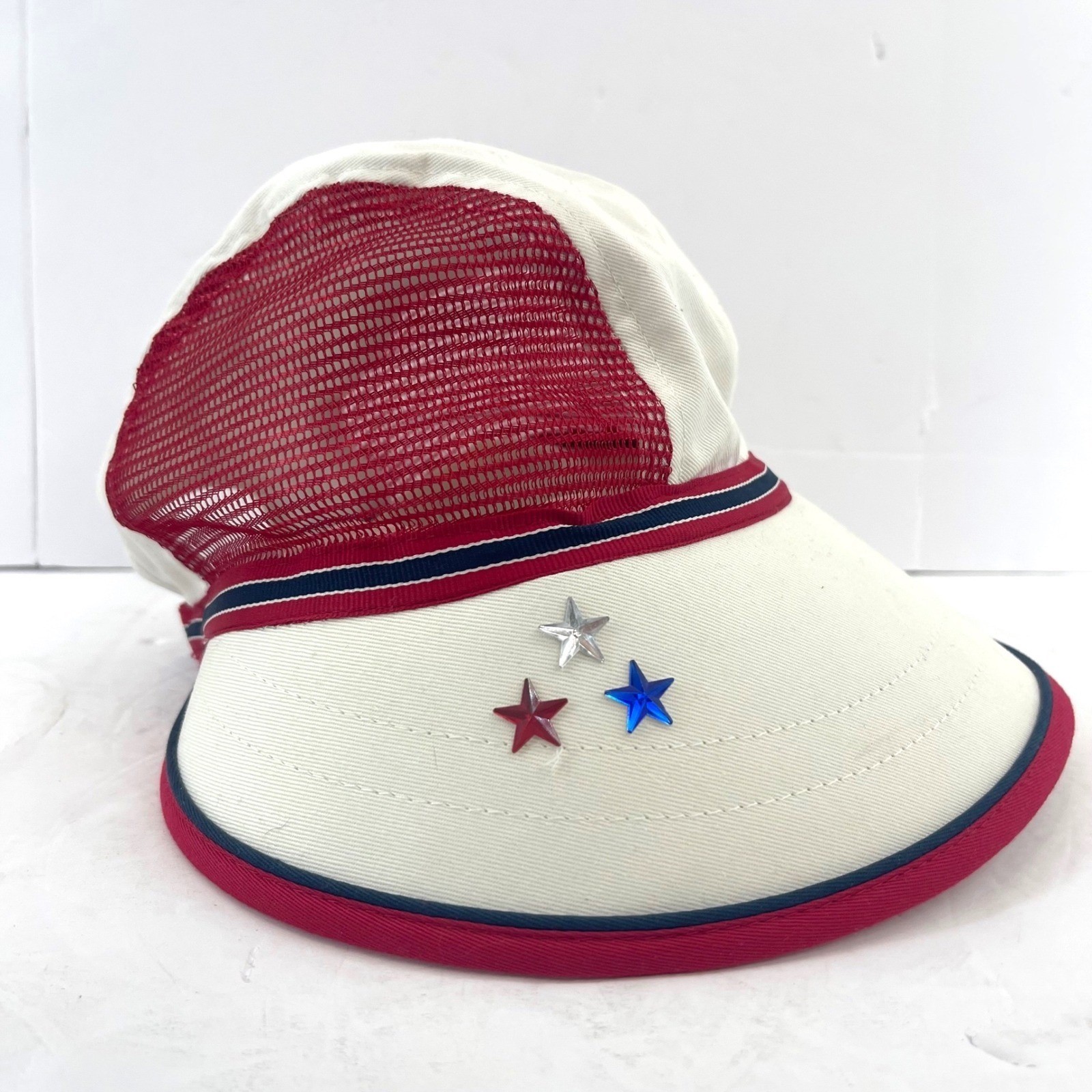 Wide Brim Bucket Hat Womens Patriotic Star Gems Nautical Coast Mesh 4th of Juiy