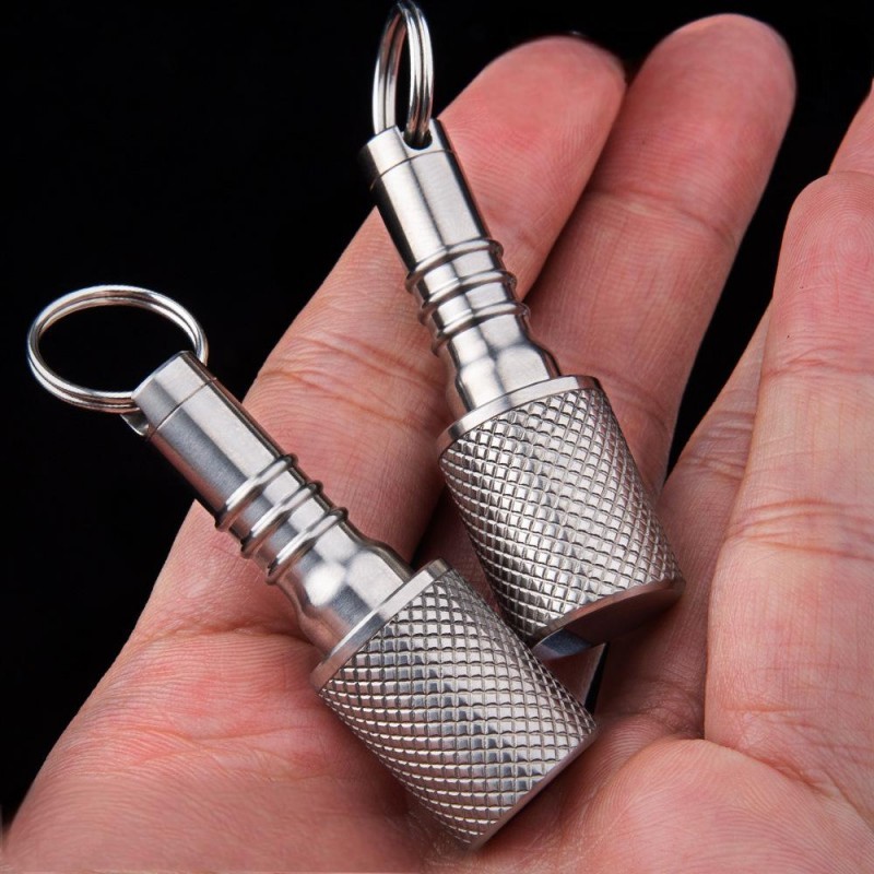Titanium Pill Holder Case Organizer container Waterproof Portable Keychain EDC