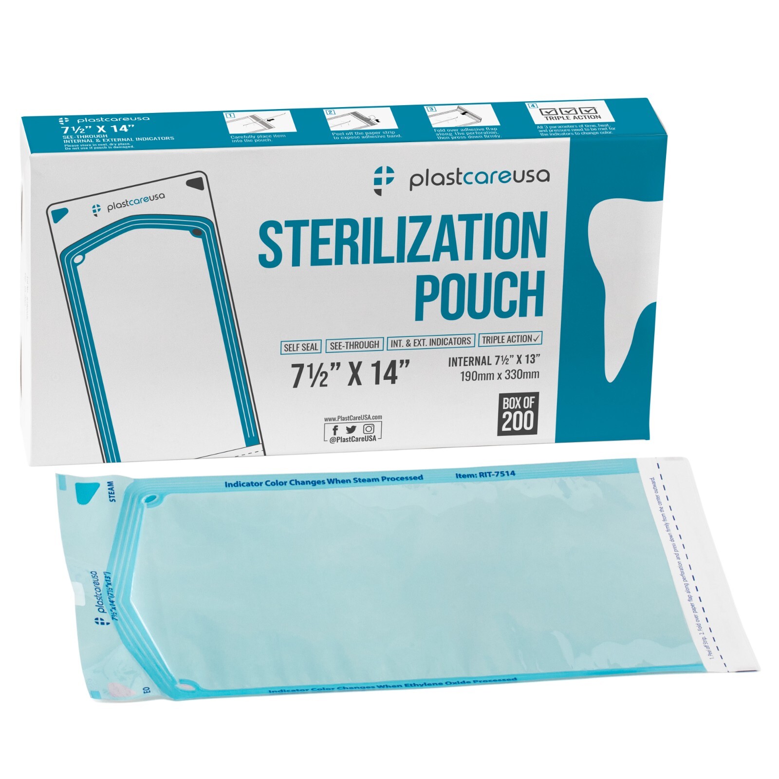 200 7.5" x 13" Self-Sealing Sterilization Pouch Tattoo Dental Pouches