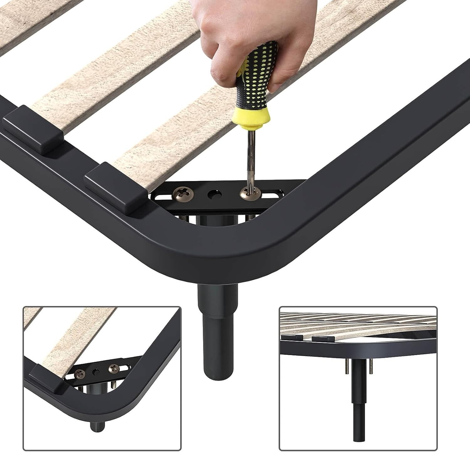 4 Pcs Adjustable Metal Bed Frame Support Leg Bed Support Legs 7.08" - 13&#