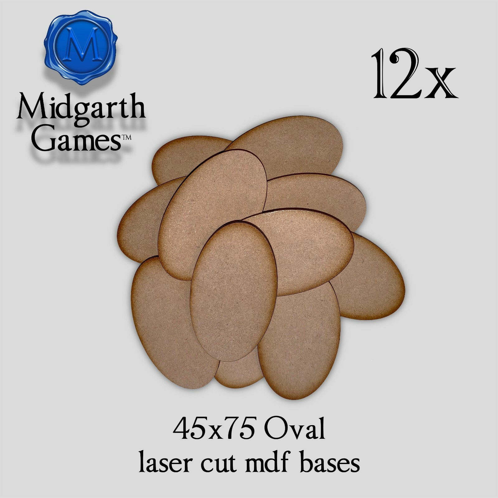 12x Oval 45x75mm MDF Bases Miniature Warhammer Laser Cut 40K FAST SHIPPING