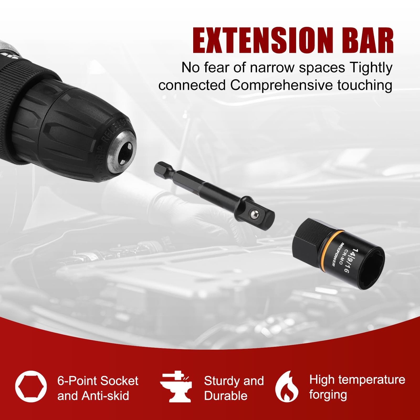 MIXPOWER 17 Pieces 3/8" Drive Bolt Biter Impact Extraction Socket...