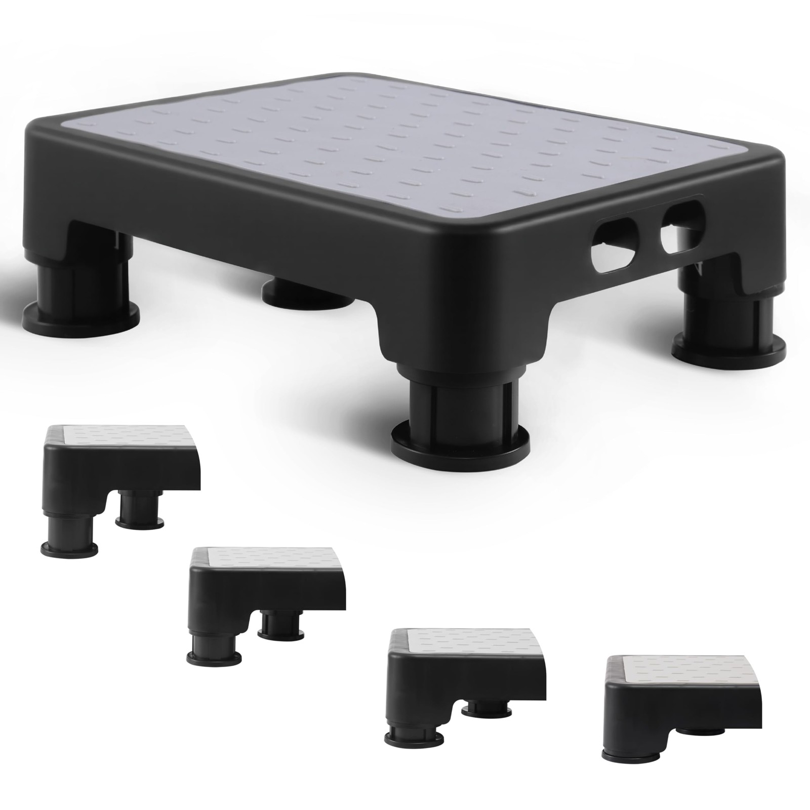 Adjustable Step Stool for Bed, Bathtub, Car and Kitchen, 4-Level Height 3.4-5...