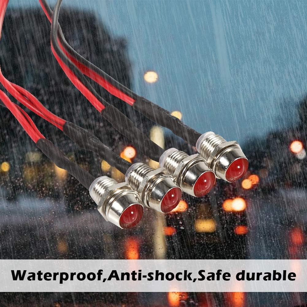 10x Car Boat LED Indicator Lights 12V 1.8W Pilot Dash Panel Warning Lamp RED 8mm