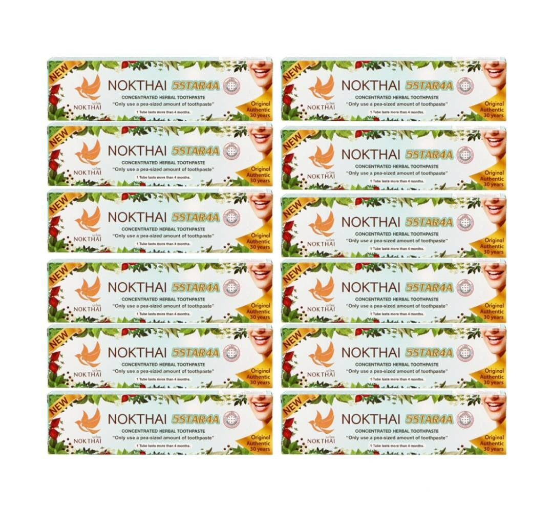 NOKTHAI 5 Star 4 A Thai Herbal Toothpaste Concentrated Whitening  100g x12