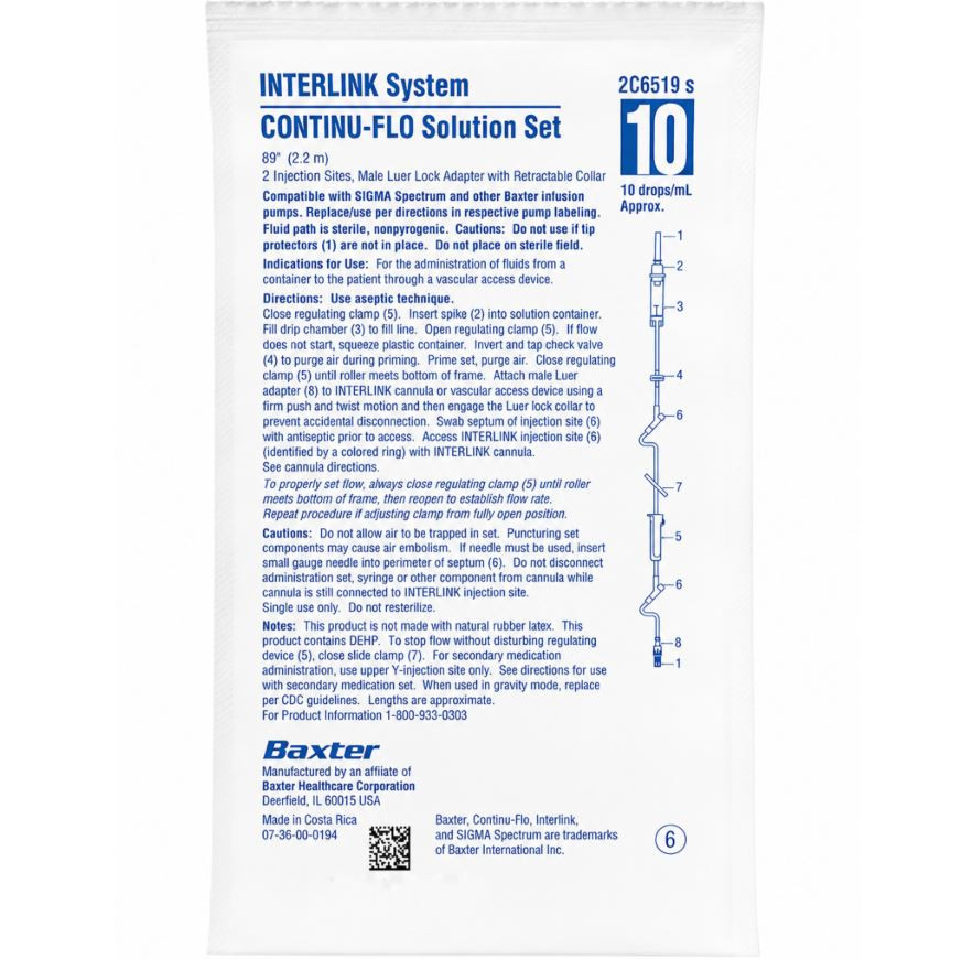 *48-Packs* Baxter Interlink System CONTINU-FLO 89" Solution Set 2C6519