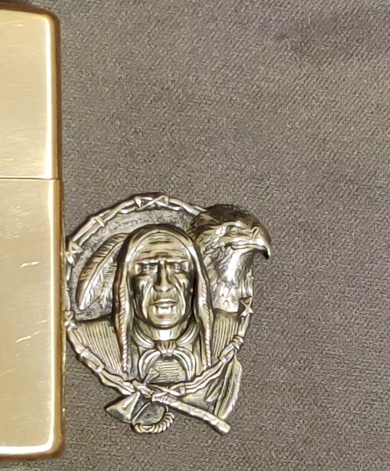 1 piece Lighter accessories Brass Native Americans and Eagles DIY sticker