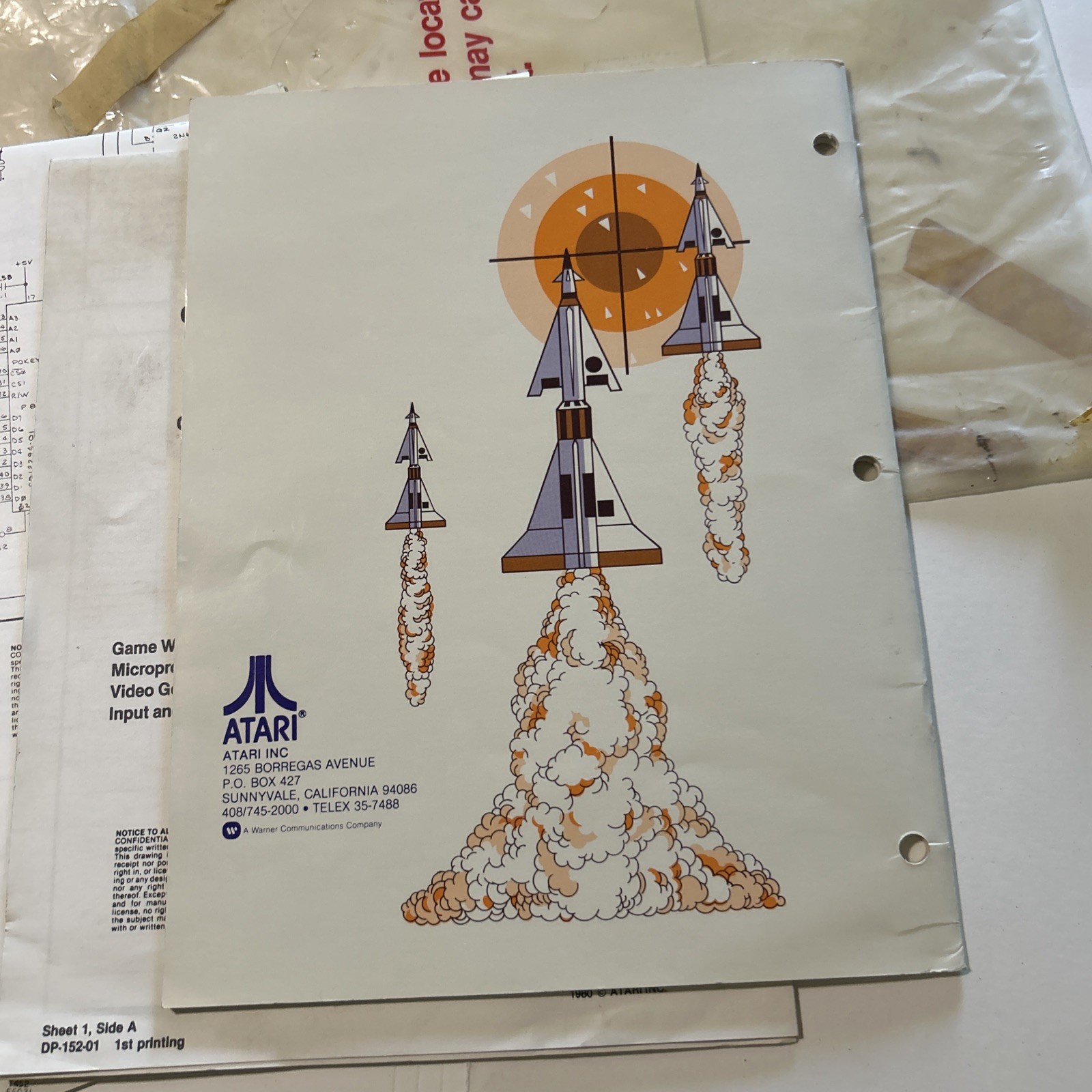 original Factory arcade video game manual Missile Command Cocktail Table Set