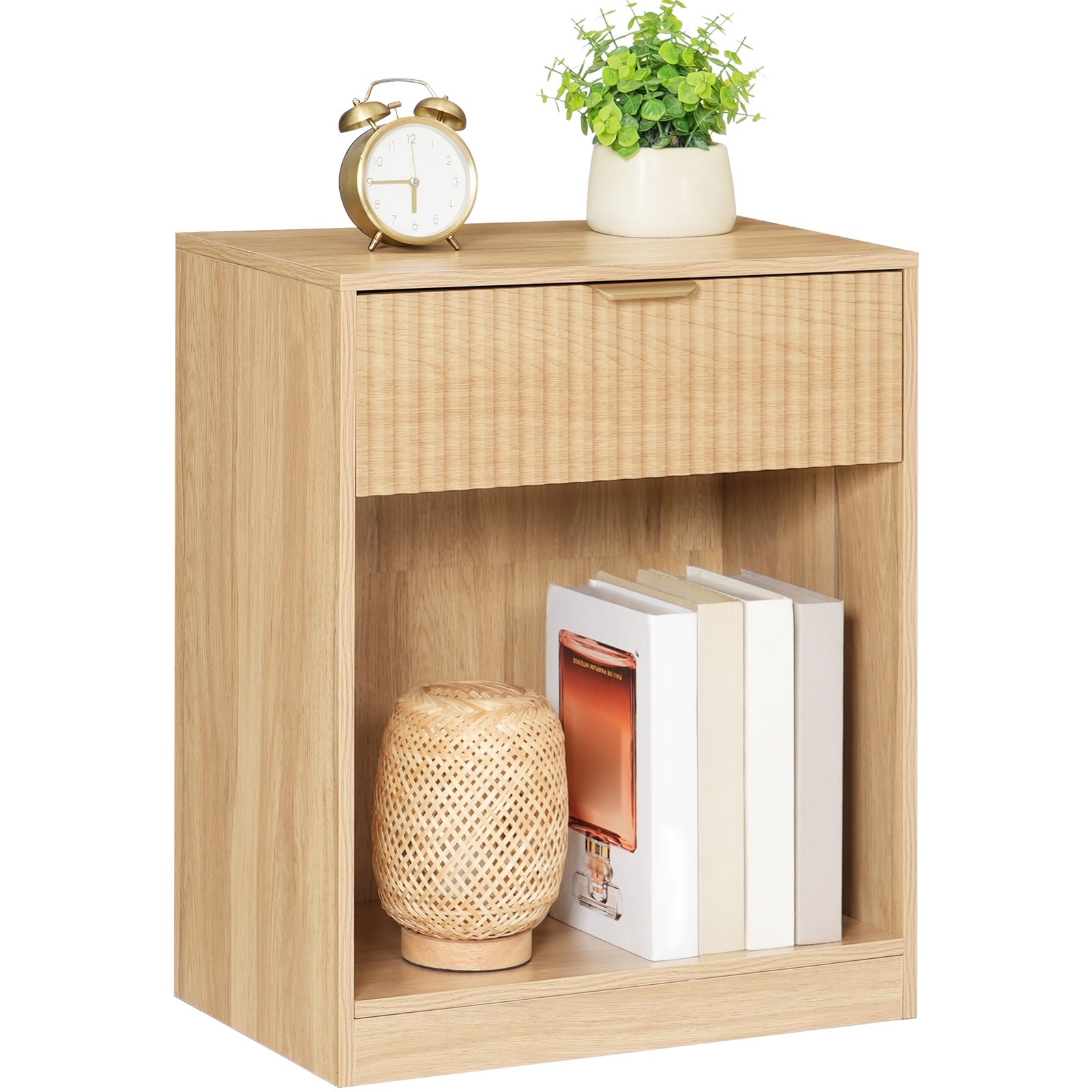 HOOBRO Side Table End Table Nightstand 19.7” L x 11.8” W x 23.6” H Natural