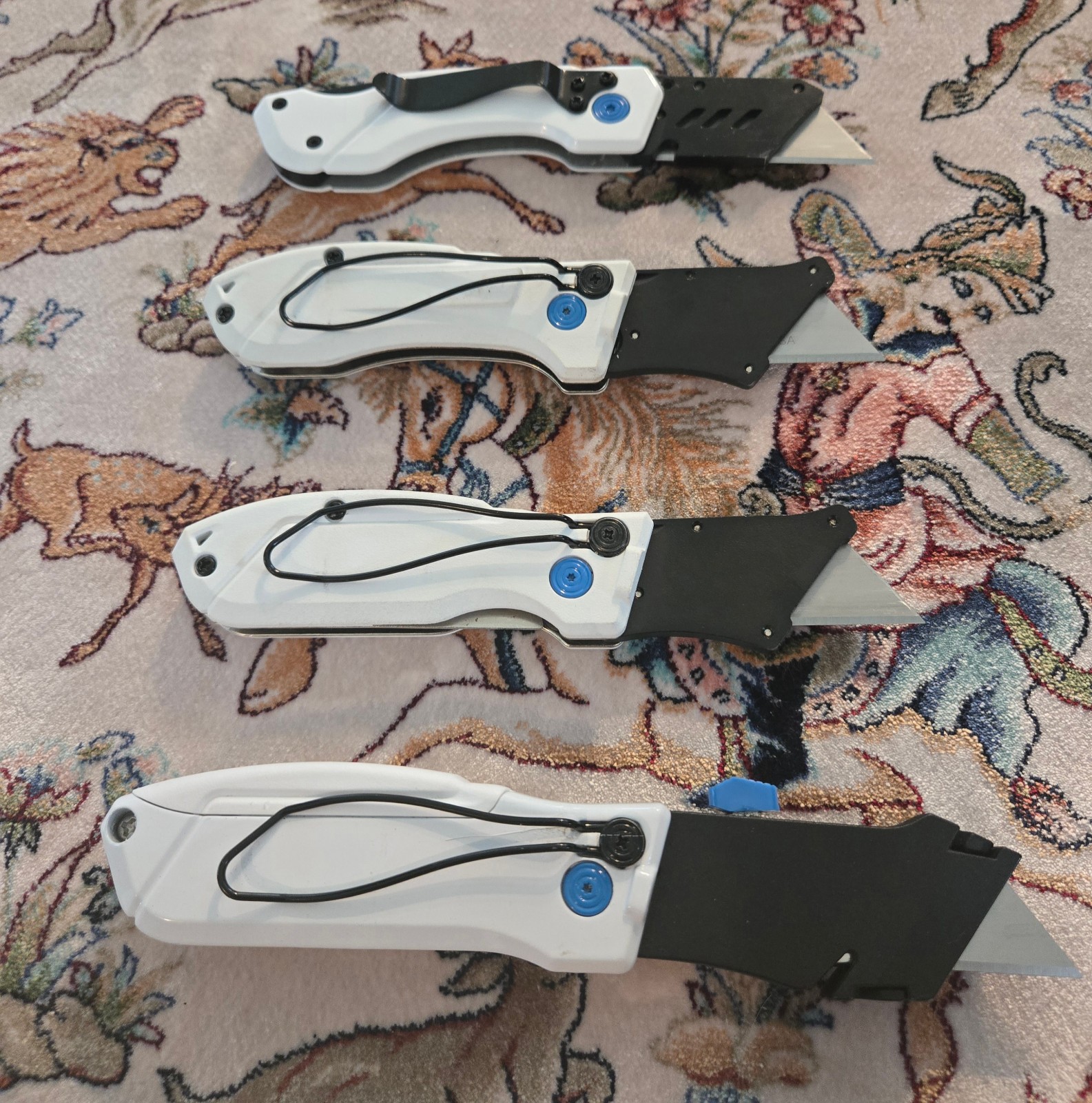 Lot of 4, White HART Box Cutter Utility Knives - New Blades + 10 New Blades!
