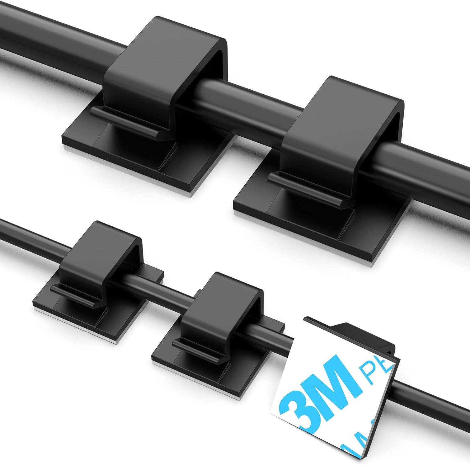 100 PCS Adhesive Cable Clips Black (Small & Large), Upgraded Wire Holder for Wal