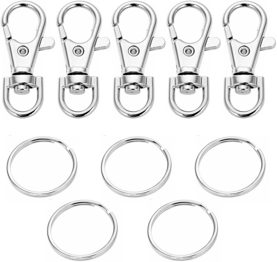 5 Set Key Chain Key Rings Metal Swivel Clasps Snap-On Keychain Ring Hook
