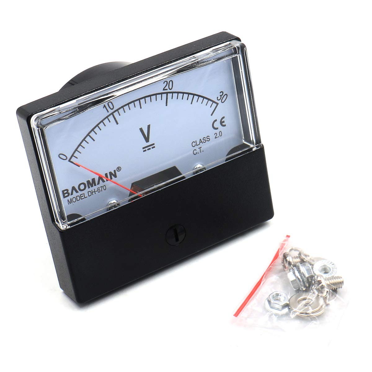 NEW Voltmeter DH-670 DC 0-30V Rectangular Class 2.0 Analog Panel Clear