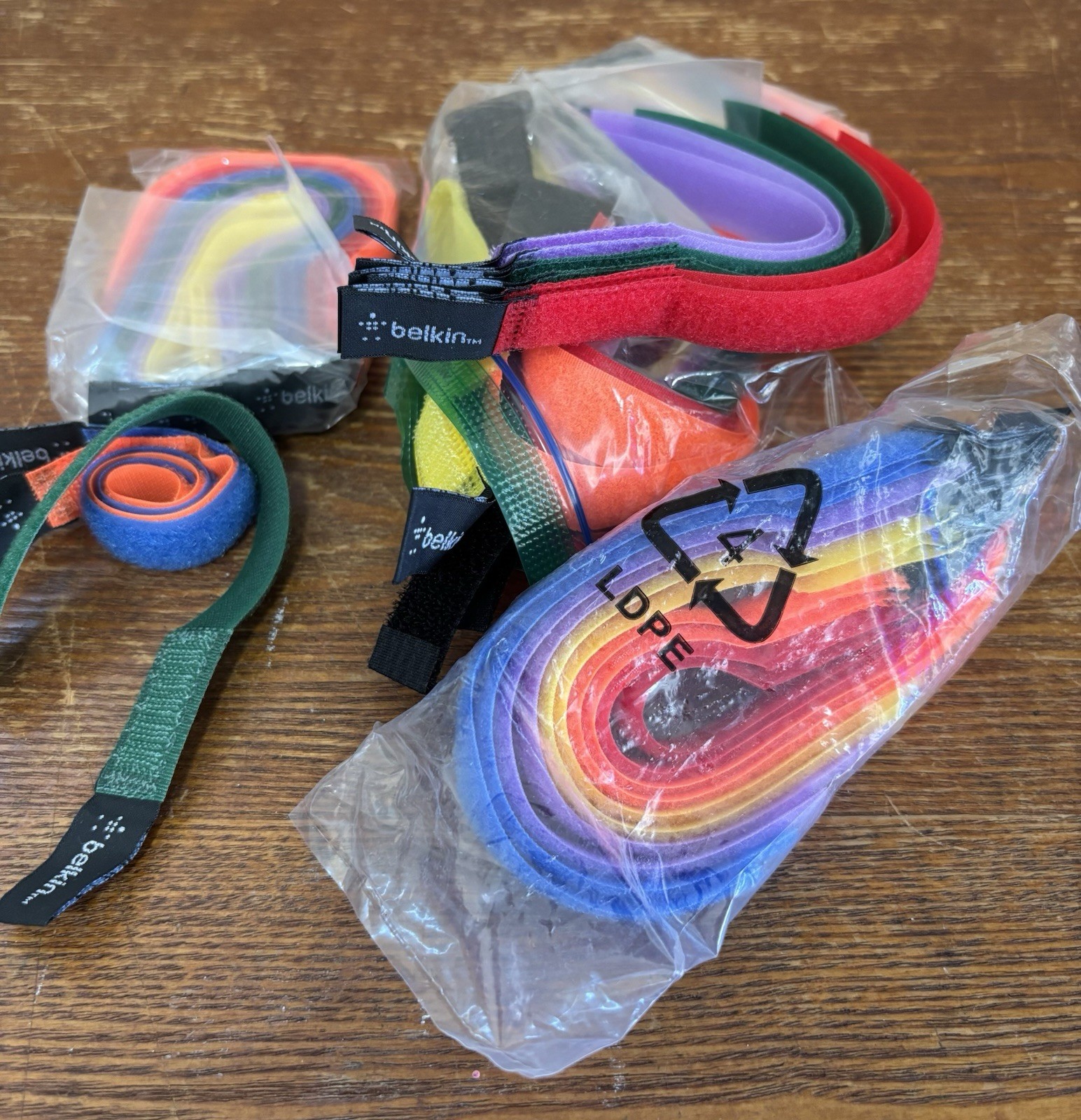 Belkin Assorted Multicolor Hook & Loop Cable Tie Straps Lot MPN N/A