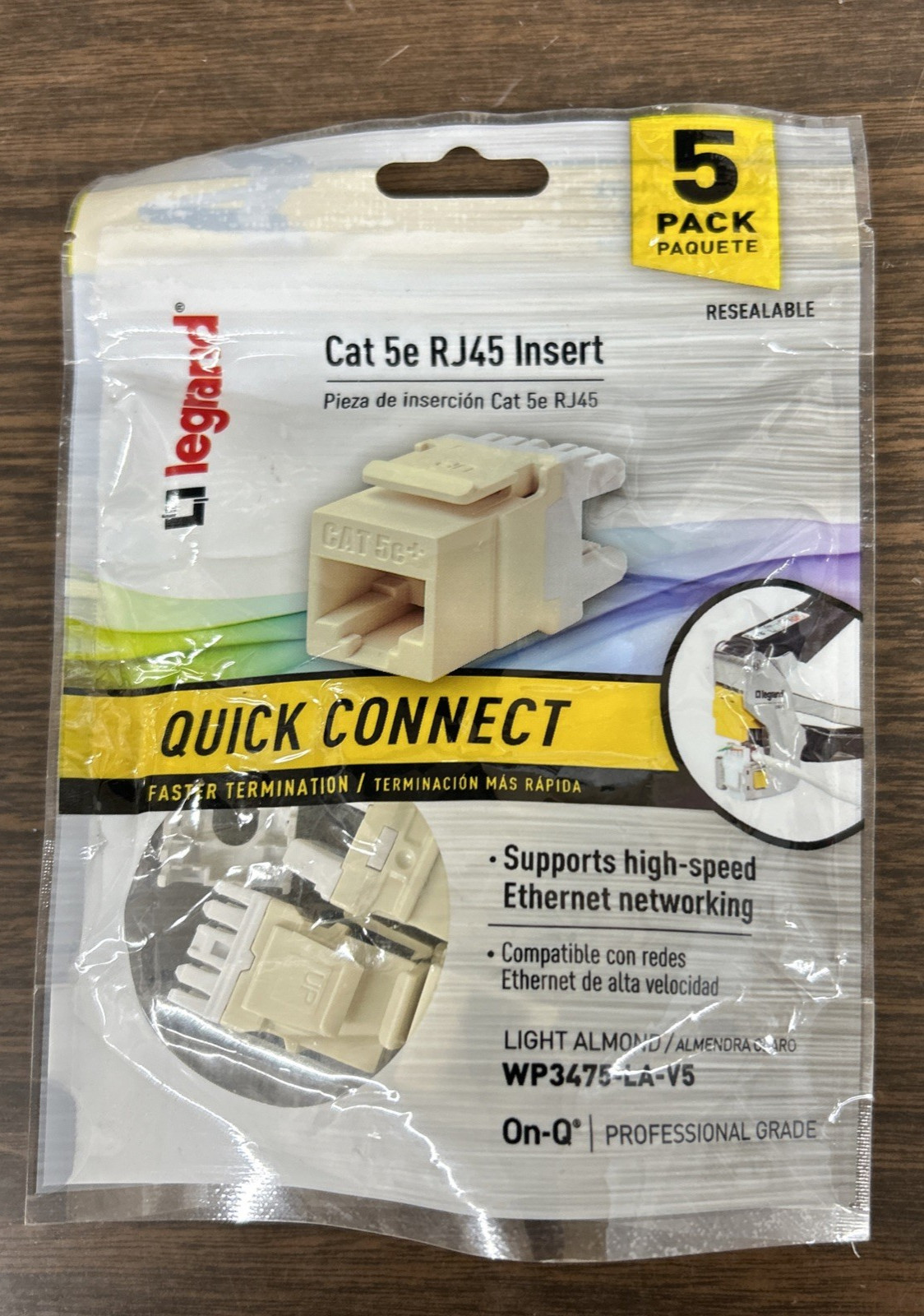 Legrand Cat 5e Quick Connect RJ45 Keystone Insert, Light Almond - NEW