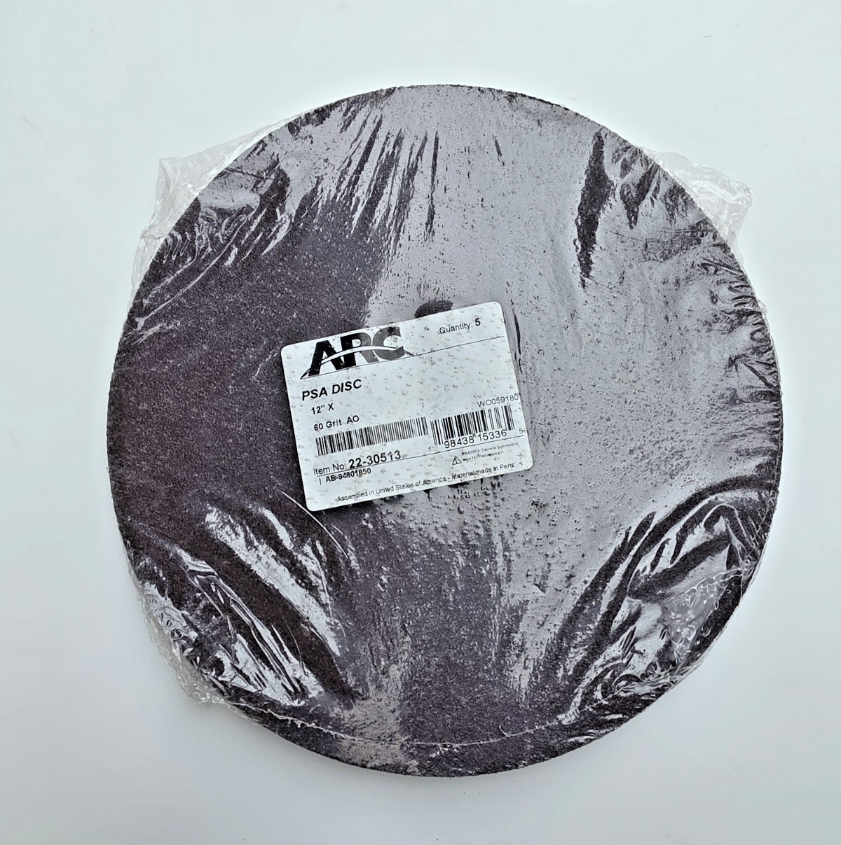ARC 12'' PSA 60 Grit AO Sanding Discs Aluminum Oxide New-Free Shipping