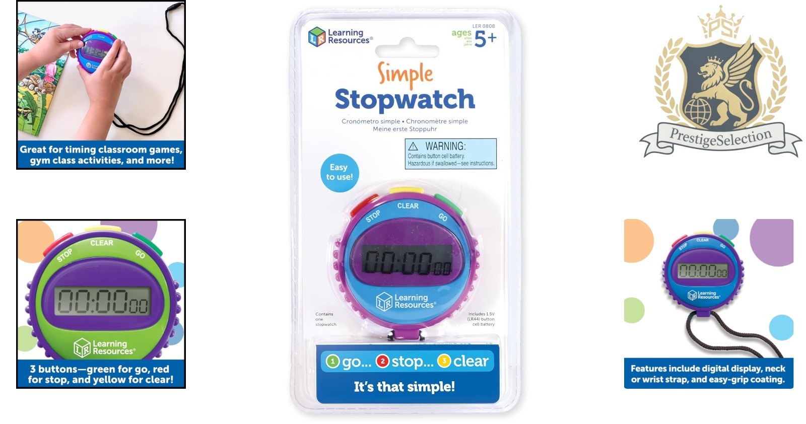 Educational Stopwatch with 3 Simple Buttons - Supports Math and Science Learning