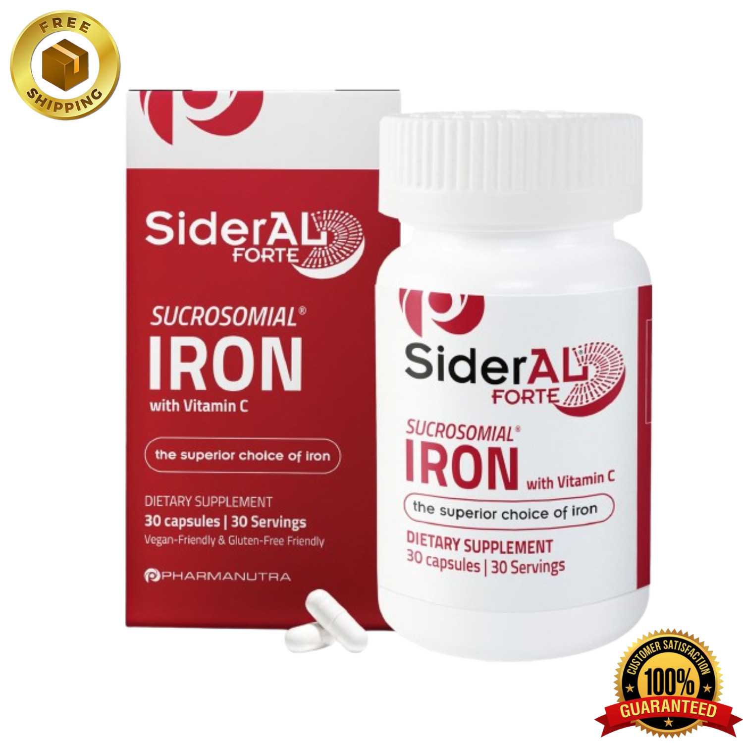 SiderAL Forte Iron Supplement – High Absorption Iron with Vitamin C - 30 Capsule