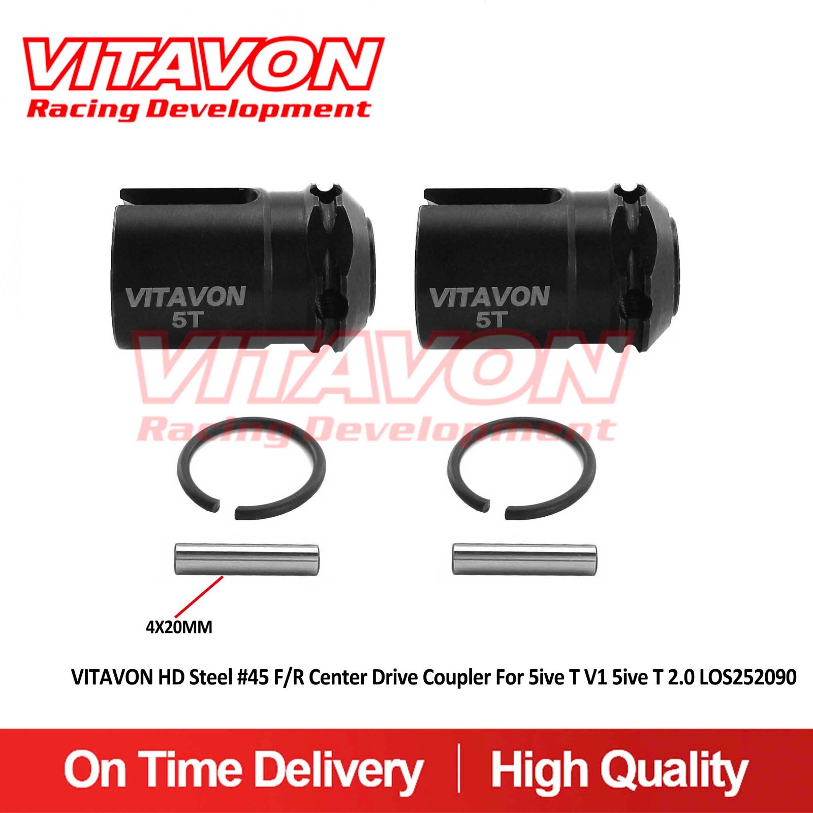 Vitavon HD Steel #45 F/R Center Drive Coupler For 5ive T V1 5ive T 2.0 LOS25209