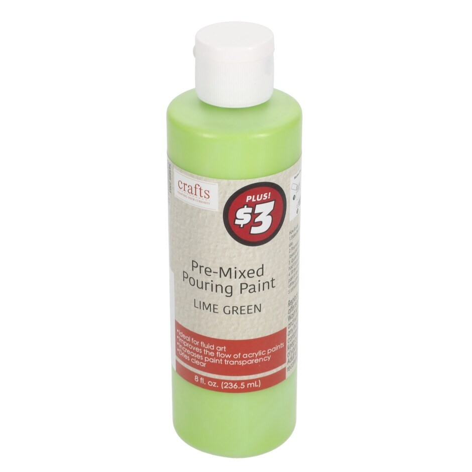 2 Crafts LIME GREEN pre-mixed pouring paint 8 fl oz. bottles LB2s!